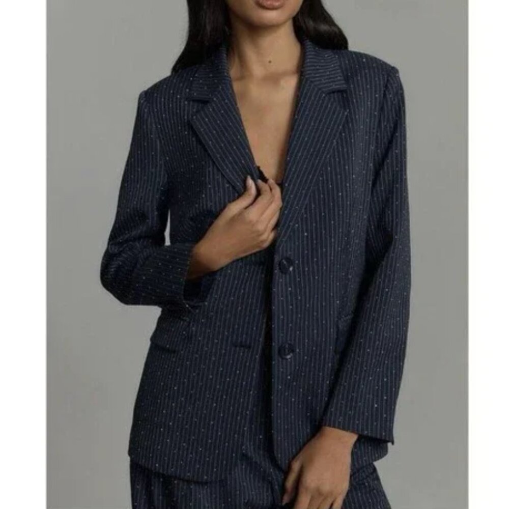 Mare Mare Anthropologie Sparkle Pinstripe Blazer